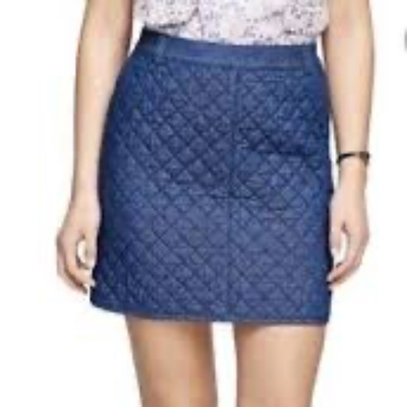 BROOKS BROTHERS Red Fleece Womens' Blue Denim Quilted Mini Skirt Size 6 - Picture 1 of 15